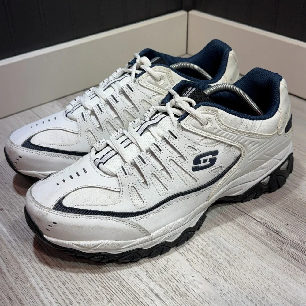 Skechers‎ Energy Afterburn Shoes Mens 12 Extra Wide White Training Walking 50127